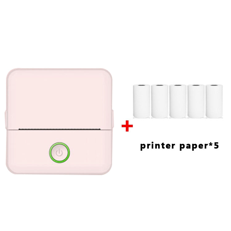 X6 200DPI Student Homework Printer Bluetooth Inkless Pocket Printer, Pink Printer Paper x1, White Printing Paper x1, Pink Printing Paper x5, White Printing Paper x5, Pink Sicker x5, White Sticker x5, Pink 5 Printer Paper+5 Stickers... – Bluetooth Pink Printing Paper x5