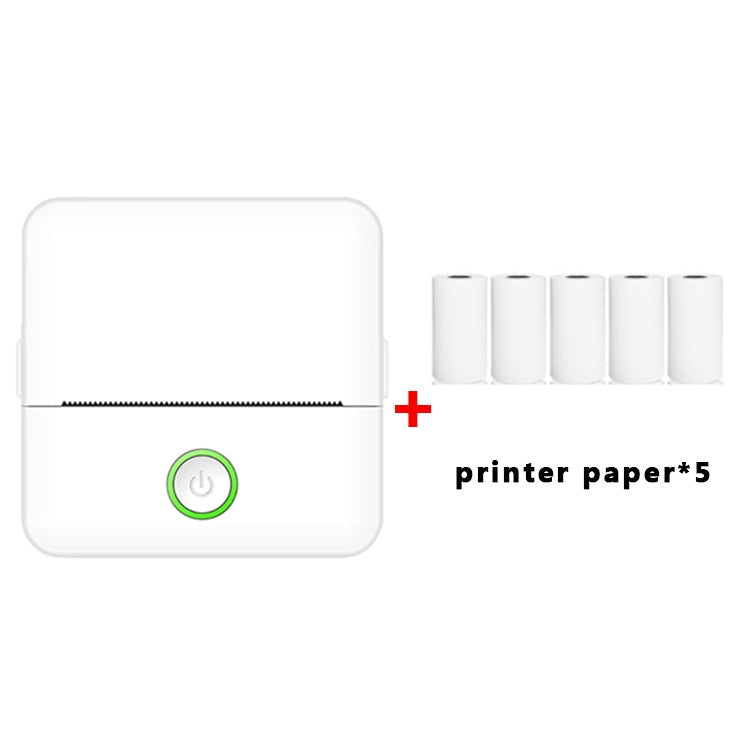 X6 200DPI Student Homework Printer Bluetooth Inkless Pocket Printer, Pink Printer Paper x1, White Printing Paper x1, Pink Printing Paper x5, White Printing Paper x5, Pink Sicker x5, White Sticker x5, Pink 5 Printer Paper+5 Stickers... – Bluetooth White Printing Paper x5