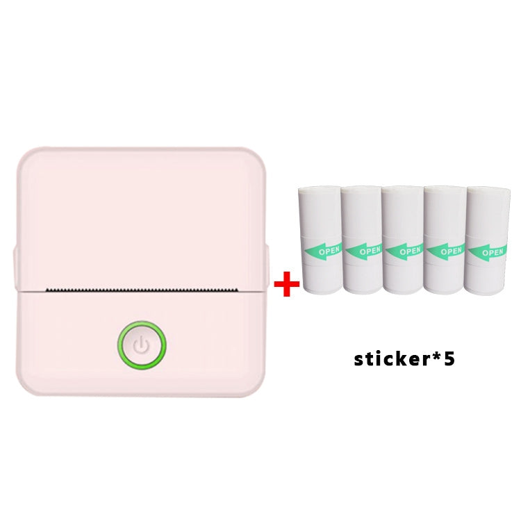 X6 200DPI Student Homework Printer Bluetooth Inkless Pocket Printer, Pink Printer Paper x1, White Printing Paper x1, Pink Printing Paper x5, White Printing Paper x5, Pink Sicker x5, White Sticker x5, Pink 5 Printer Paper+5 Stickers... – Bluetooth Pink Sicker x5