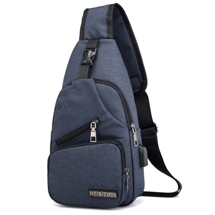 MeiJieLuo Simple Men Chest Bag Sports Youth Shoulder Crossbody Bag Blue