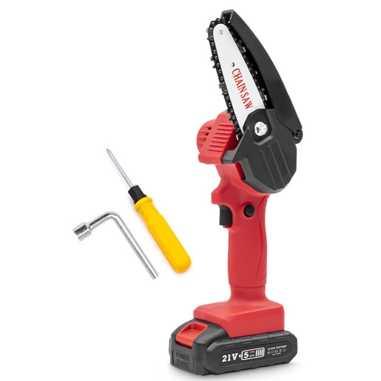 HILDA Rechargeable Cordless Mini Electrical Chain Saw Logging Tools Plastic Package, EU Plug With 1 Battery Red, US Plug With 1 Battery Red, EU Plug With 1 Battery Black, US Plug With 1 Battery Black EU Plug With 1 Battery Red