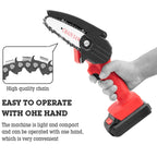 HILDA Rechargeable Cordless Mini Electrical Chain Saw Logging Tools Plastic Package, EU Plug With 1 Battery Red, US Plug With 1 Battery Red, EU Plug With 1 Battery Black, US Plug With 1 Battery Black