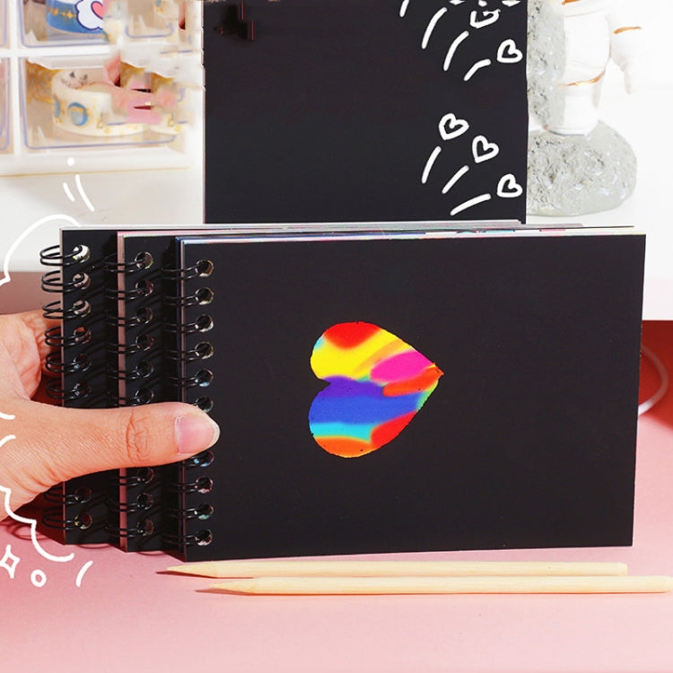 Hand Painted Scratch Paper Colorful Coil Scratchbook With Pen, Haruita Huahua, Peach Juice, Millet