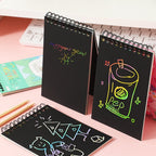 Hand Painted Scratch Paper Colorful Coil Scratchbook With Pen, Haruita Huahua, Peach Juice, Millet
