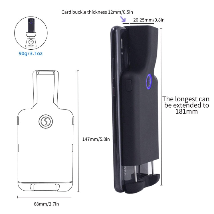 HC101D 2D Bluetooth Barcode Scanner Wireless Back Clip Phone Barcode Reader, 2D Side