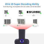 HC101D 2D Bluetooth Barcode Scanner Wireless Back Clip Phone Barcode Reader, 2D Side