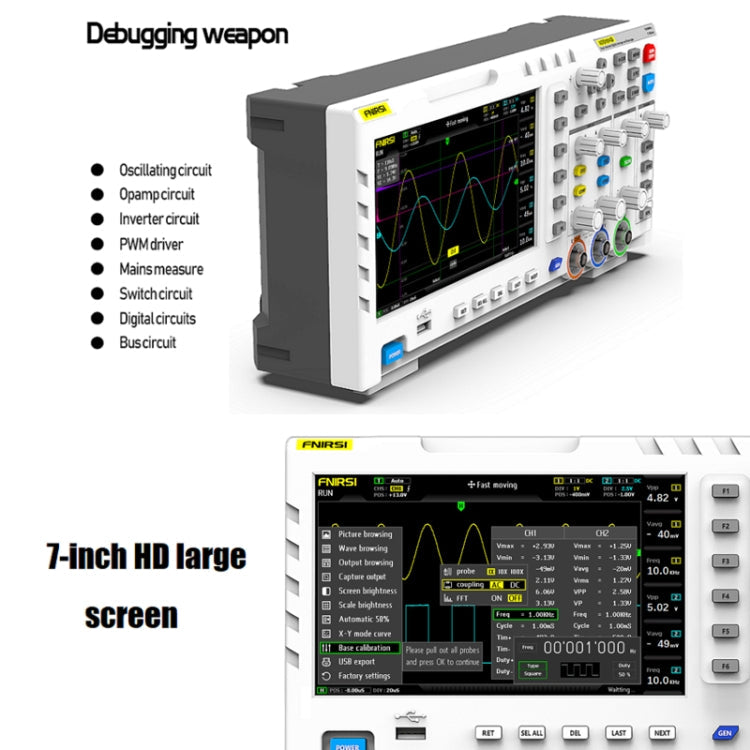 FNIRSI 2 In 1 Dual-Channel 100M Bandwidth Digital Oscilloscope 1GS Sampling Signal Generator, EU Plug, 1014D, 1014D +P4100 Probe – TPU