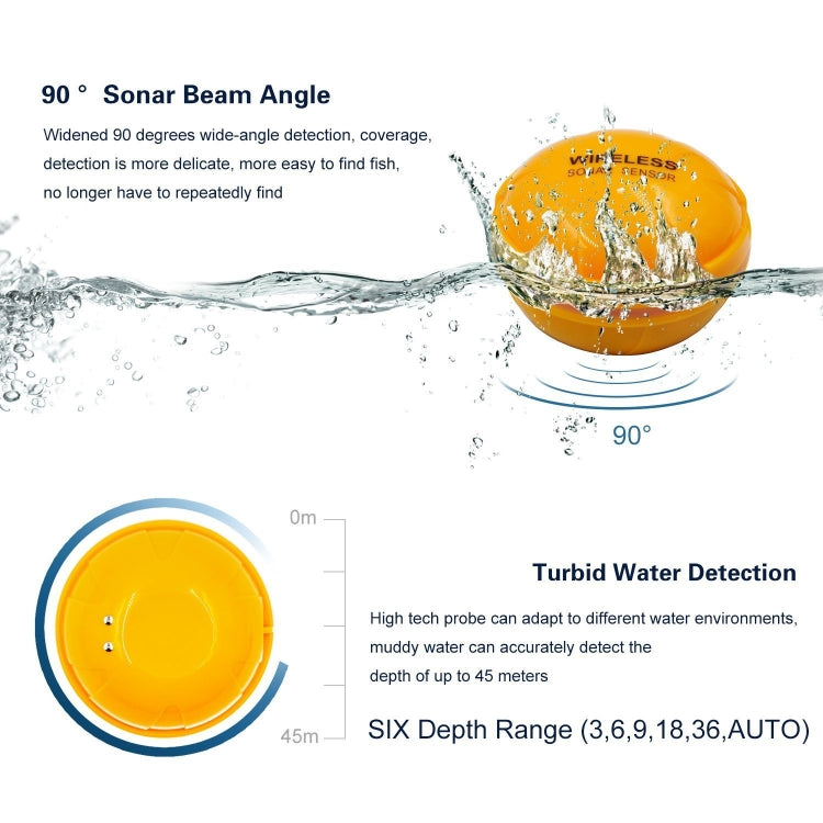 Wireless Ultrasonic Fish Finder Sonar Underwater Visual HD Angler Detector, FF998