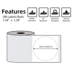 For Phomemo M110 / M200 200pcs /Roll 30x30mm Round Self-Adhesive Thermal Labels, 200pcs /Roll 30x30mm Round