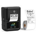 Phomemo M120 Label Maker Barcode Printer Bluetooth Thermal Label Machine, Black, White, Orange Black