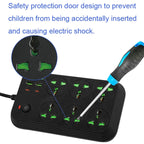 T24 2m 3000W 6 Plugs + PD + 4-USB Ports Multifunctional Flame-Retardant Socket With Switch, UK Plug, US Plug