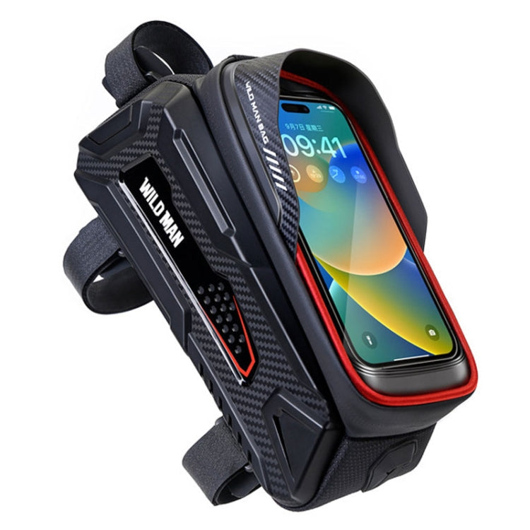 WILD MAN M30 1L Hard Shell Mountain Bike Front Beam Bag TPU Touch Screen Cycling Equipment Bag, M30 (Black), M30 (Black Red) – Waterproof, TPU M30 (Black Red) Black Red