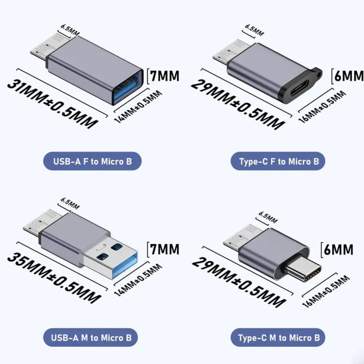 Micro B Male Adapter USB Link HDD Enclosure Interface Converter, USB Female Transfer, Type-C Female Transfer, USB Male Transfer, Type-C Male Transfer – Durable Build, Easy to Use