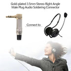 Zinc Alloy L-Shaped 90 Degree 3.5mm Stereo Headset Wire Welding Plug, Zinc Alloy – Durable Build, Easy to Use