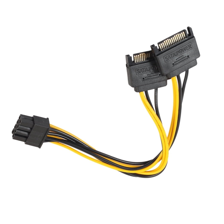 Full Copper GPU Graphics Card 8 Pin Female To Double 15 Pin SATA Computer Motherboard Power Transfer Line, 0.2m – Durable Build, Easy to Use 0.2m