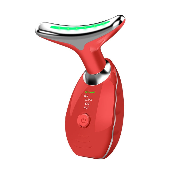 Electrical Neck Beauty Instrument Neck Massager Face Beauty Device, Oval – Magnetic Oval Red
