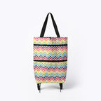 2 In 1 Oxford Cloth Shopping Bag Foldable Shopping Trolley Cart Wavy Stripe