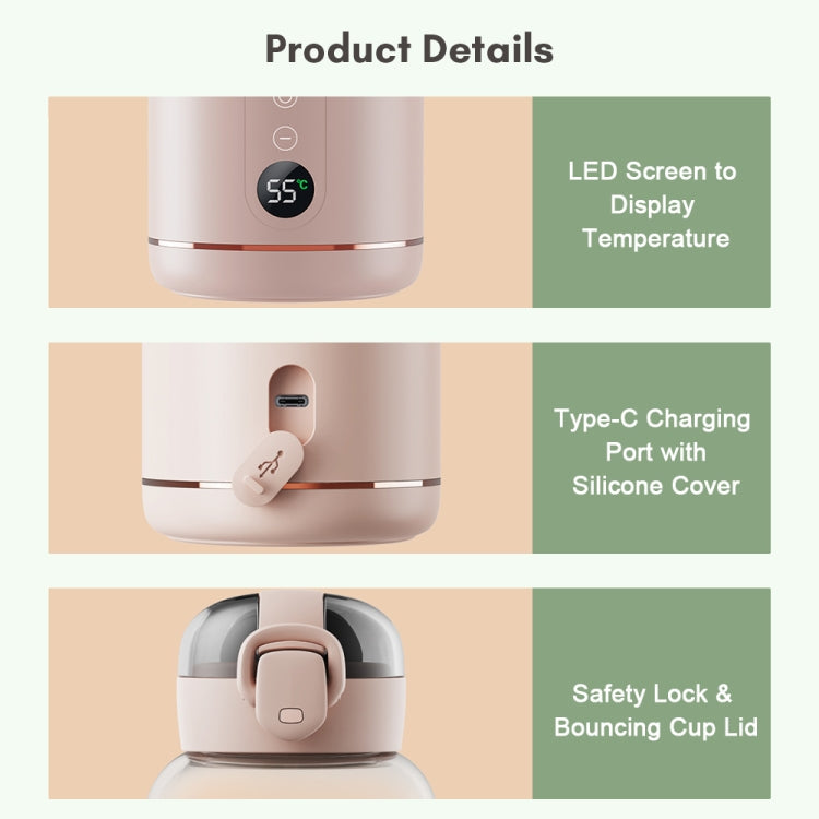 300ml Wireless Instant Water Warmer Electric Kettle for Baby Formula With 5200 mAh Battery Capacity, 300ml 5200 mAh (Pink), 300ml 5200 mAh (Blue), 300ml 5200 mAh (White)