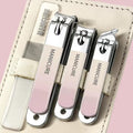 4pcs /Set Stainless Steel Nail Knife Set Household Portable Rotating Bag Nail Cutting Tool, Light Pink, Dark Green Light Pink