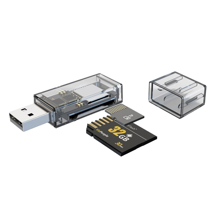 OTG Converter USB To SD/TF 2 In 1 Multi-Function Transparent Card Reader, Transparent – Card Slot Transparent