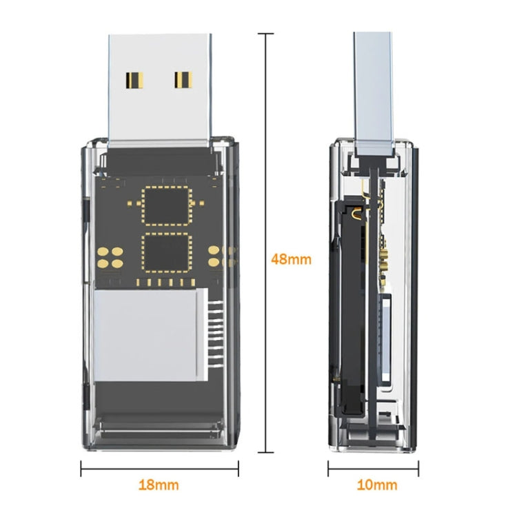 OTG Converter USB To SD/TF 2 In 1 Multi-Function Transparent Card Reader, Transparent – Card Slot