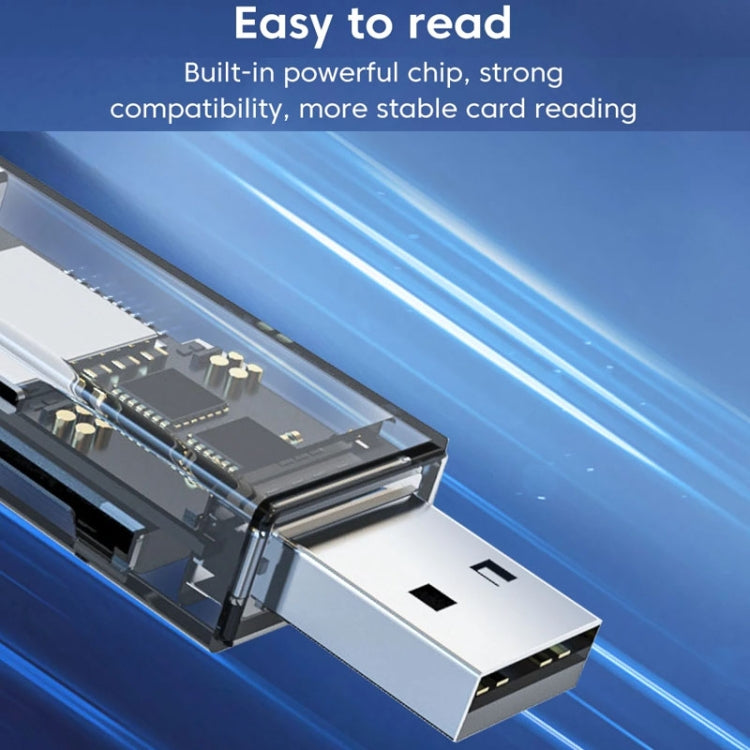 OTG Converter USB To SD/TF 2 In 1 Multi-Function Transparent Card Reader, Transparent – Card Slot