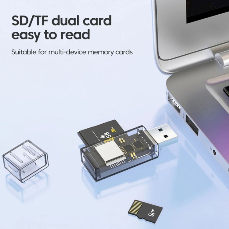 OTG Converter USB To SD/TF 2 In 1 Multi-Function Transparent Card Reader, Transparent – Card Slot