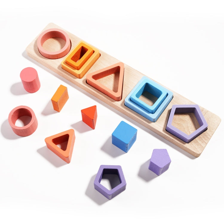 Children Geometric Shapes Color Matching Building Blocks Columns Toys 15 In 1 Gradient Color