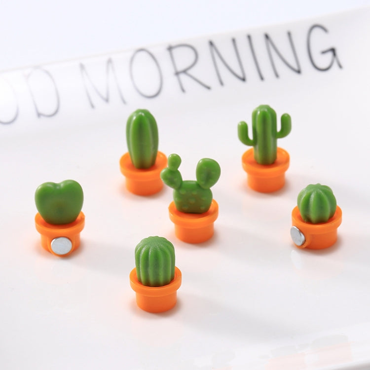 6pcs /Set Cactus Fridge Stickers Greenery Message Magnetic Cartoon Stickers Orange Pot