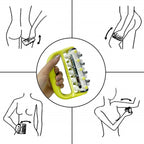 Handheld Curved Five-row Iron Column Roller Soothing Massager – Durable Build, Easy to Use