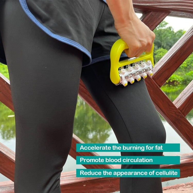 Handheld Curved Five-row Iron Column Roller Soothing Massager – Durable Build, Easy to Use