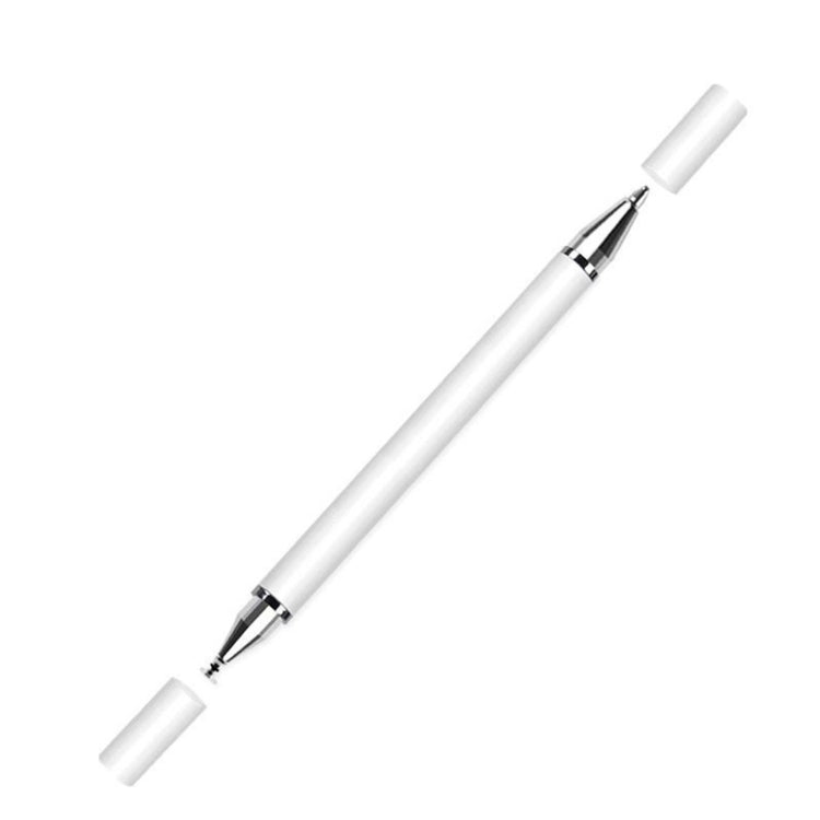 Plastic Stylus With Round Disc Clip Capacitive Pen Cell Phone Stylus White