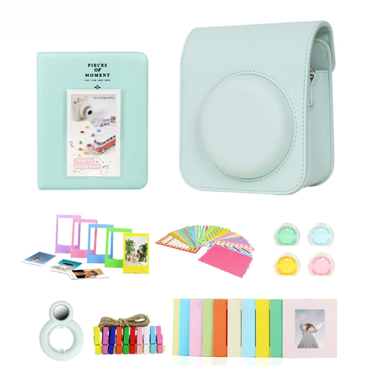 For Polaroid Mini12 7 in 1 Photo Album Sticker Photo Frame Camera Bag, Green, White, Blue, Pink, Purple – Shockproof, Wear-resistant Green