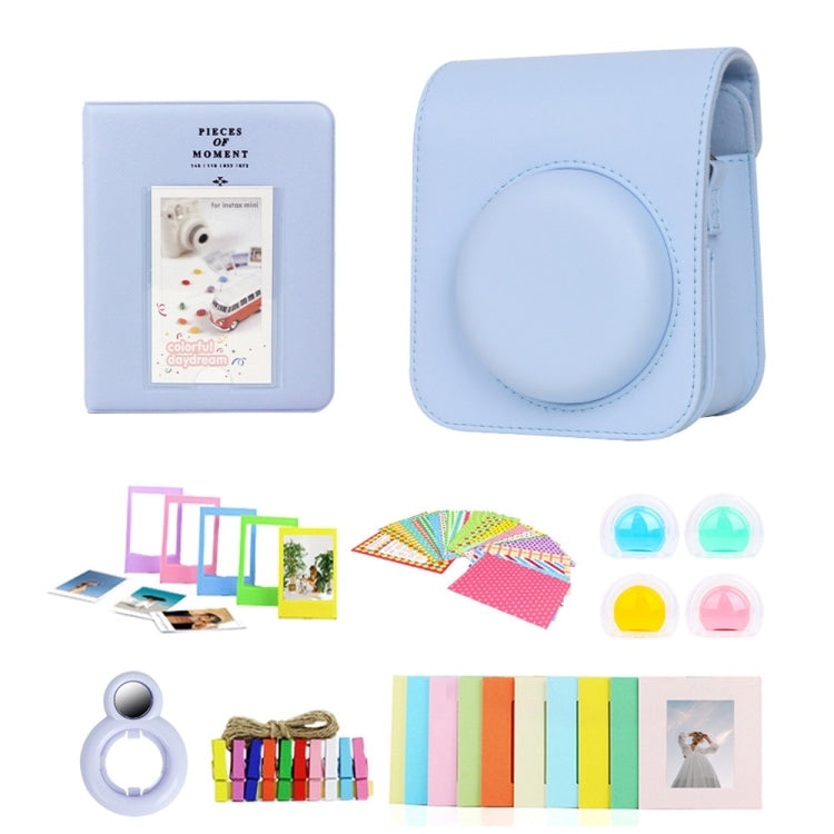 For Polaroid Mini12 7 in 1 Photo Album Sticker Photo Frame Camera Bag, Green, White, Blue, Pink, Purple – Shockproof, Wear-resistant Blue