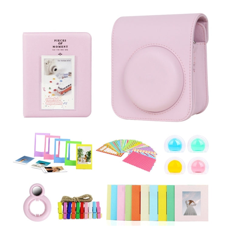 For Polaroid Mini12 7 in 1 Photo Album Sticker Photo Frame Camera Bag, Green, White, Blue, Pink, Purple – Shockproof, Wear-resistant Pink