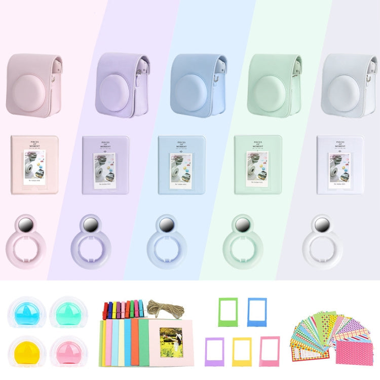For Polaroid Mini12 7 in 1 Photo Album Sticker Photo Frame Camera Bag, Green, White, Blue, Pink, Purple – Shockproof, Wear-resistant