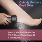 Electric Foot File Pedicure Kit Waterproof Feet Callus Remover, White, Kit 1 White, Kit 2 White, Matte Black, Kit 1 Black, Kit 2 Black – Waterproof, Fast Charging
