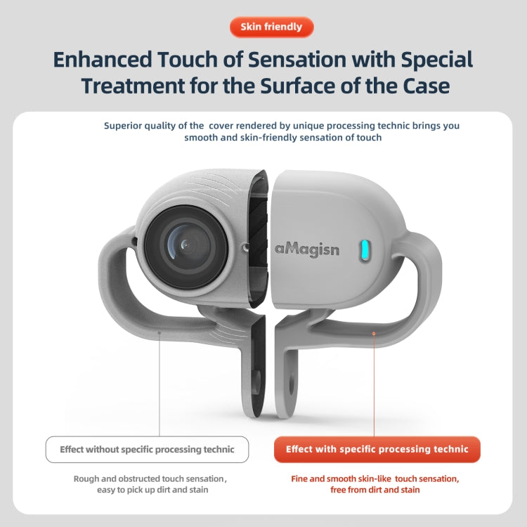 For Insta360 GO 3 AMagisn Silicone Case Camera Protective Accessories, Vertical Gray, Vertical Black