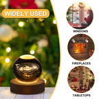 6cm With Warm Light Base 3D Laser Engraved Crystal Ball Night Light USB Glowing Glass Ball, Solar System, Saturn, Moon