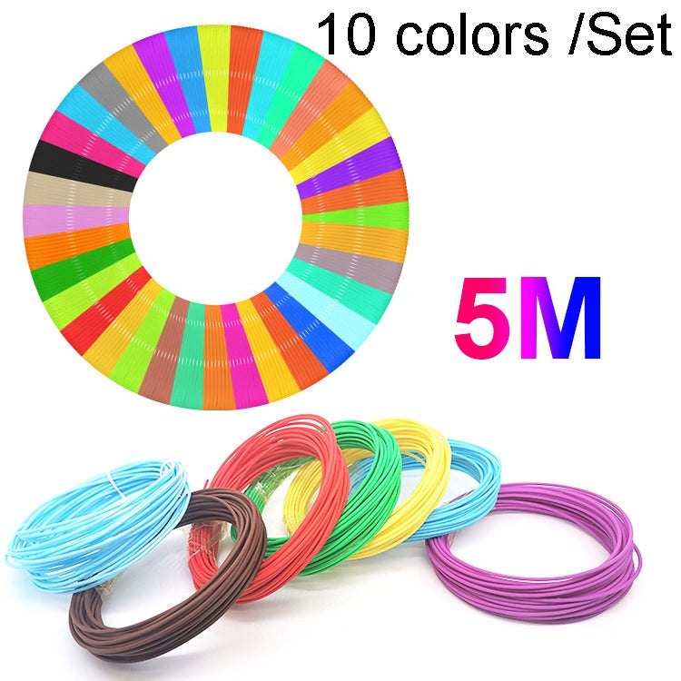 3D Printing Pen Consumables 1.75mm High Tough Line Material Environmental Raw Material Printing Silk Thread, 10colors /Set PCL 5m 10colors Set PCL 5m
