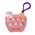 Cartoon Pattern Mini Palm Gaming Machine Play Mouse Electronic Lighting Decompressing Toy Keychain, Carrot Rabbit