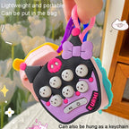 Cartoon Pattern Mini Palm Gaming Machine Play Mouse Electronic Lighting Decompressing Toy Keychain, Carrot Rabbit
