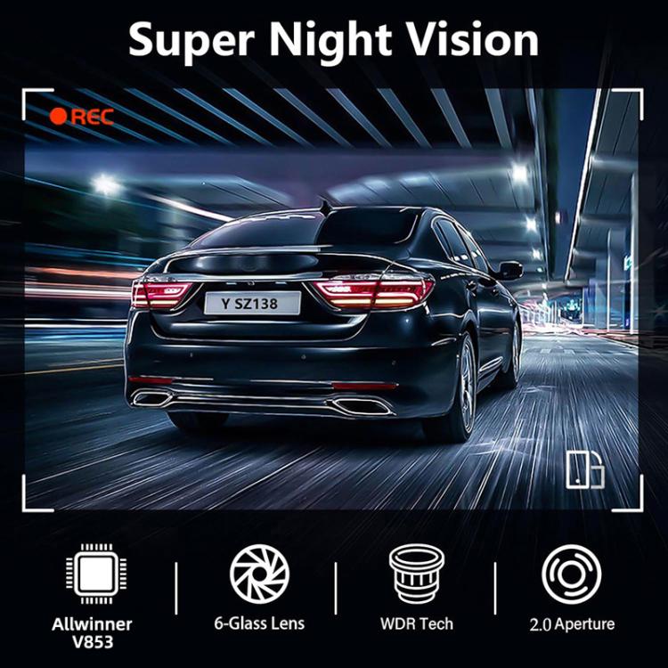 3-Inch Dual-Lens Front 4K + Rear 2K HD WiFi Connected Driving Recorder, A5 – TPU, 4K