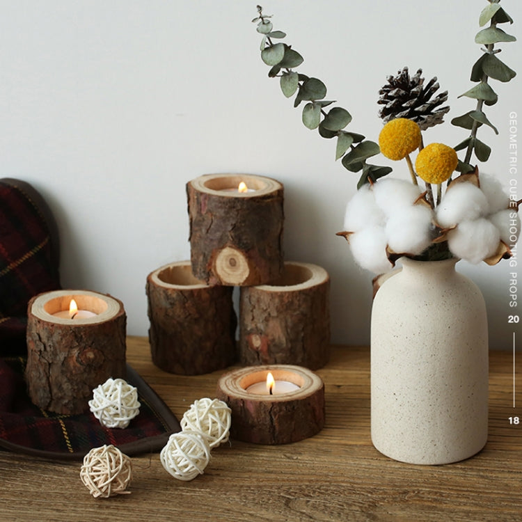 Vintage Nostalgia Stump Wooden Candle Holder Photo Prop Home Studio Decoration, Large Stump Candlestick – Durable Build, Easy to Use