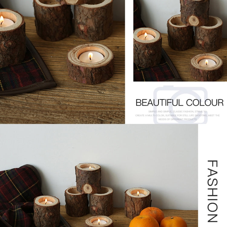 Vintage Nostalgia Stump Wooden Candle Holder Photo Prop Home Studio Decoration, Large Stump Candlestick – Durable Build, Easy to Use
