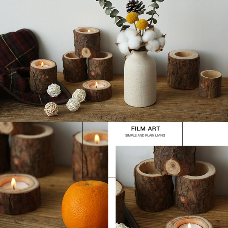 Vintage Nostalgia Stump Wooden Candle Holder Photo Prop Home Studio Decoration, Large Stump Candlestick – Durable Build, Easy to Use
