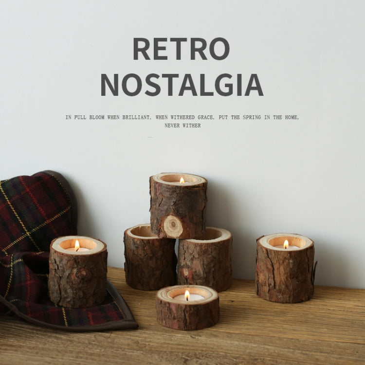 Vintage Nostalgia Stump Wooden Candle Holder Photo Prop Home Studio Decoration, Large Stump Candlestick – Durable Build, Easy to Use