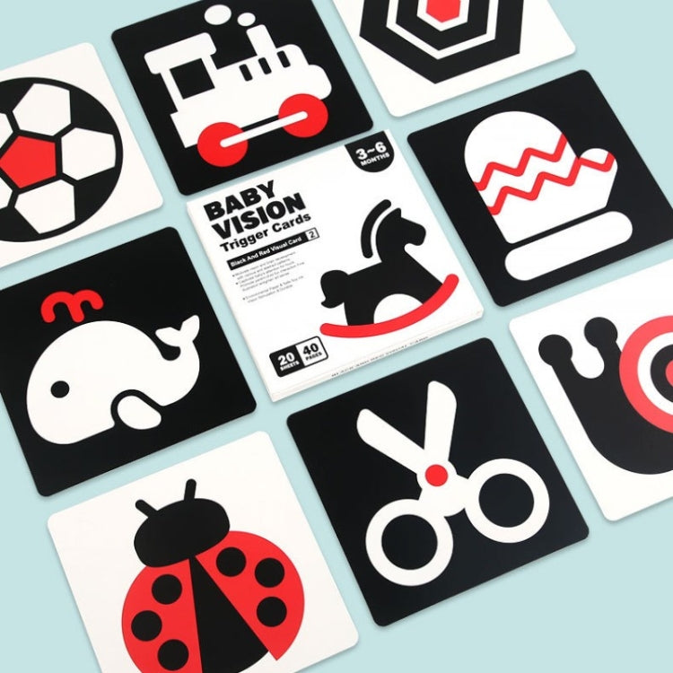 20pcs /Book Baby Early Learning Card Children Eye Care Visual Stimulation Card, 1-order Black And White, 2-order Black And Red, 3-order Color, 4-order Real Object