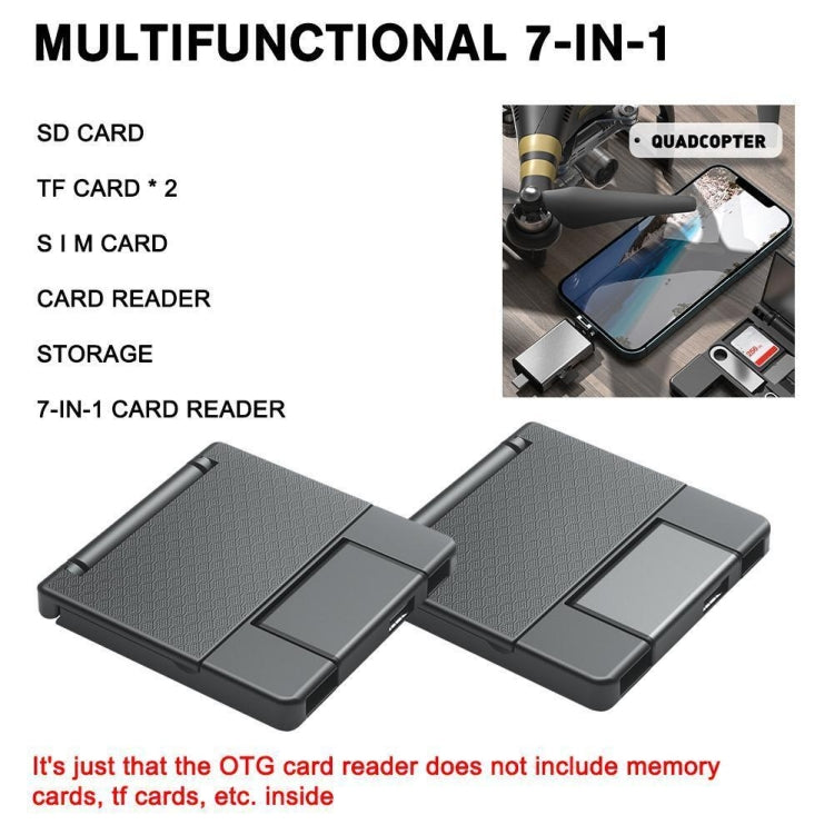 7 in 1 OTG SD Card Reader USB Type-C Adapter TF SD SIM PIN Storage Box, PF-50 Black, PF-50 Silver Gray, PF-50 Silver – Durable Build, Easy to Use