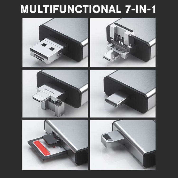 7 in 1 OTG SD Card Reader USB Type-C Adapter TF SD SIM PIN Storage Box, PF-50 Black, PF-50 Silver Gray, PF-50 Silver – Durable Build, Easy to Use